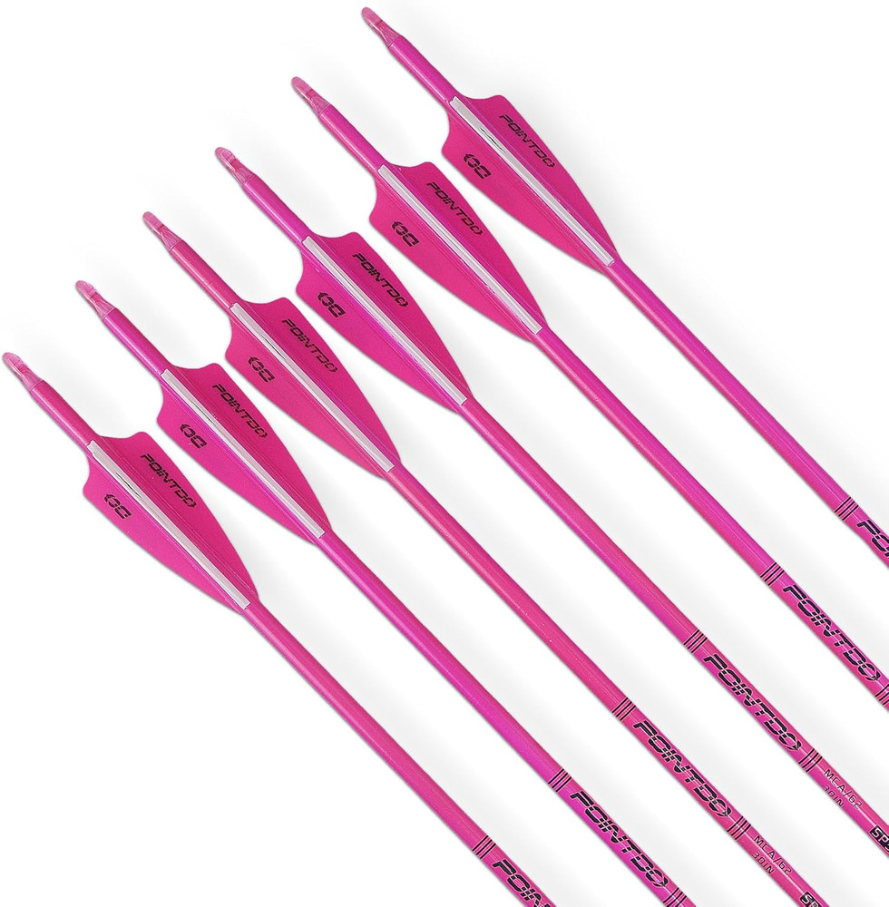 30" Fluorescent Carbon Arrows for Target & Hunting - 12 Pack with Removable Tips