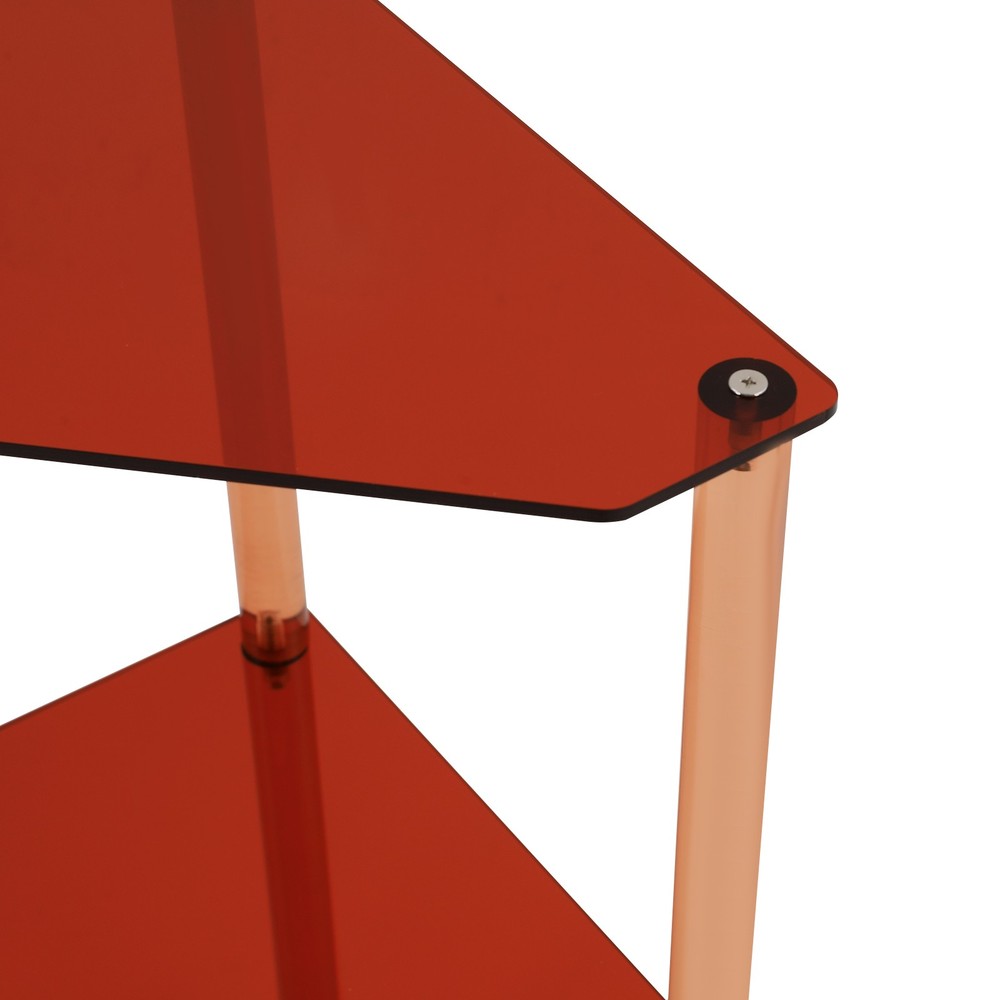 3 Tier Triangle End Table Acrylic Side Table Freestanding Side Table Brown