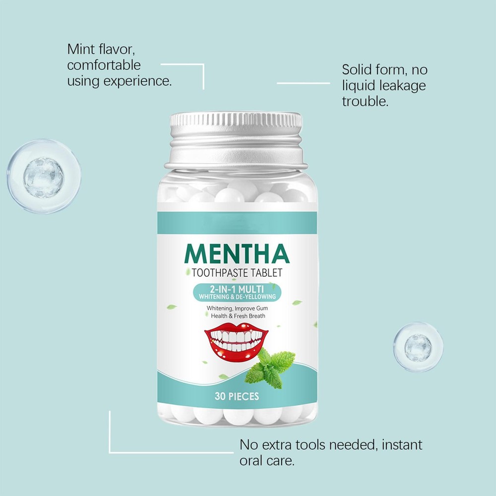 Toothpaste Tabs 30 Pieces Brightening Deep Cleaning Tooth