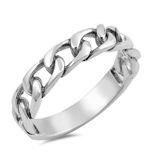 Sterling Silver 4 mm Chain Link Band Ring - Free Gift Packaging