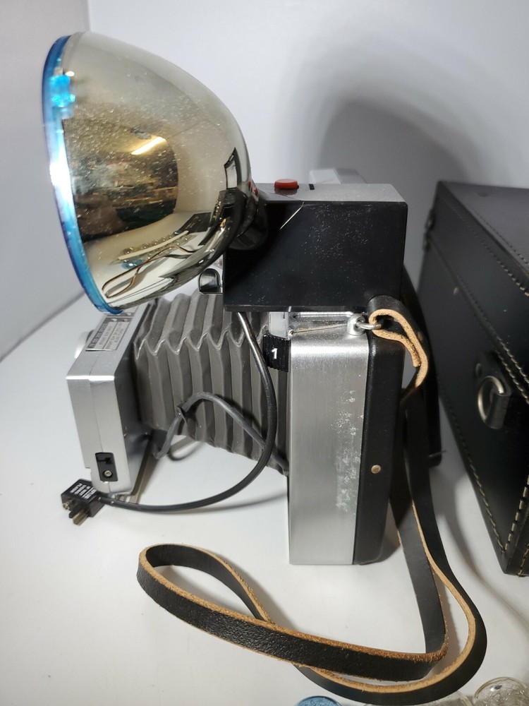 Polaroid Land Camera Model 240-Flash-Leather Case-Paperwork-VTG