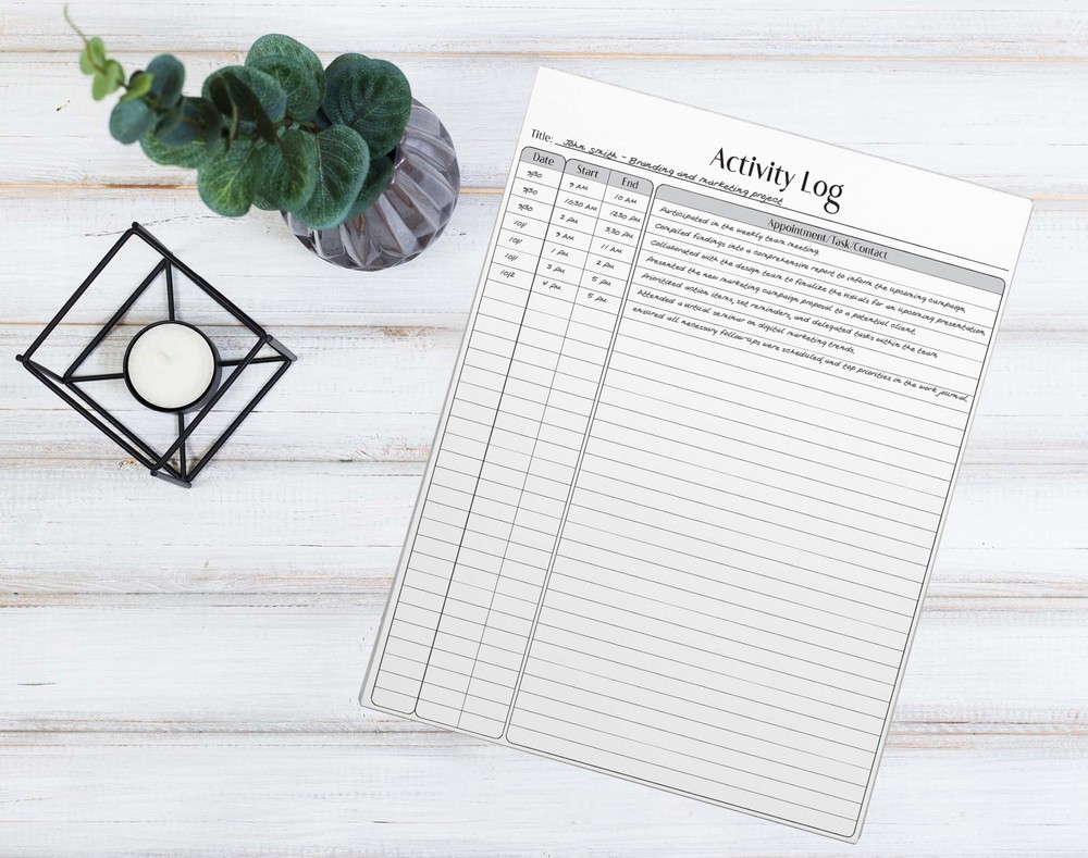 Better Office Products Activity Log Notepad, 8.5" x 11", Planning Note Pad, 5...