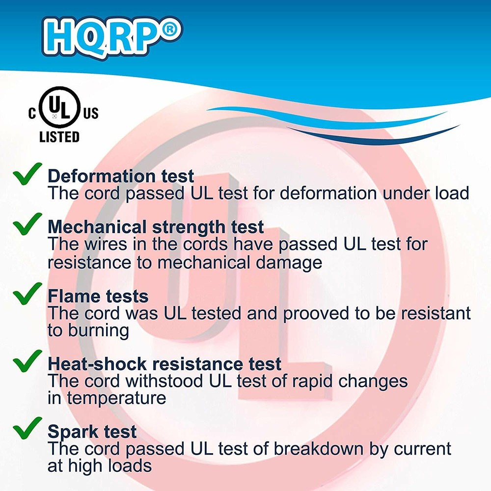 HQRP AC Power Cord for VIZIO E40-C2 E40x-C2 E43-C2 E48-C2 E55-C2 E65x-C2 HD TV