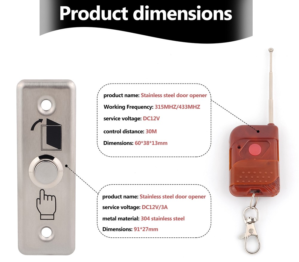 Door Access Control System Kit, 280KG Electric Magnetic Lock, 2 Remote Controls