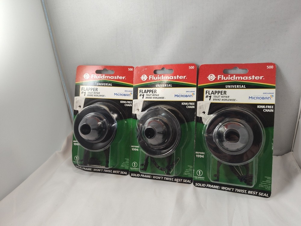 3 Pack Fluidmaster 500 2-Inch Universal Solid Frame Toilet Flapper, For 3.5 GPF