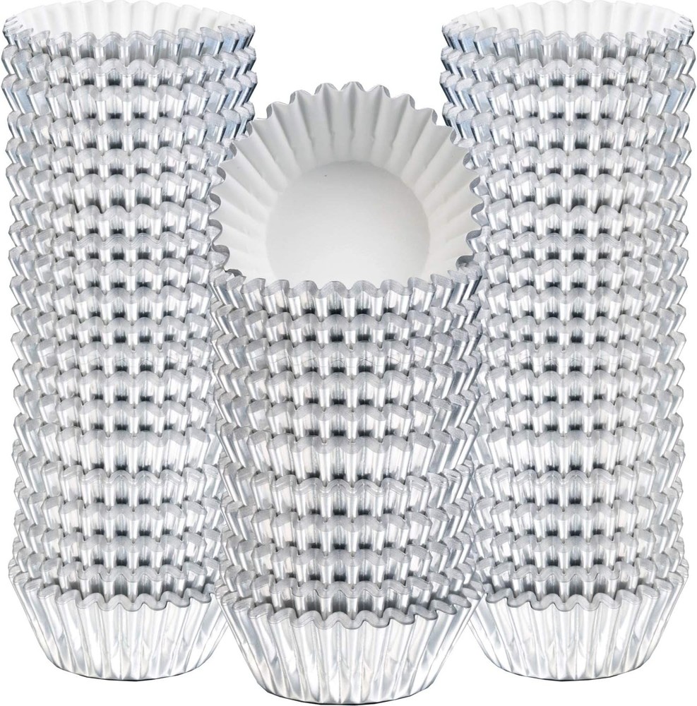 400 Pieces Mini Foil Cupcake Liners, Metallic Baking Cups,
