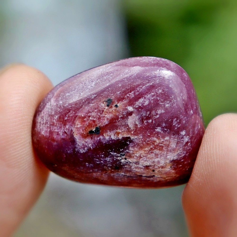 Tumbled Stone: Ruby, Red Corundum from India, Fluorescent (RUB52)