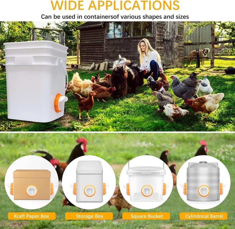 Automatic Poultry Feeder Cups, No Waste Chicken Bucket