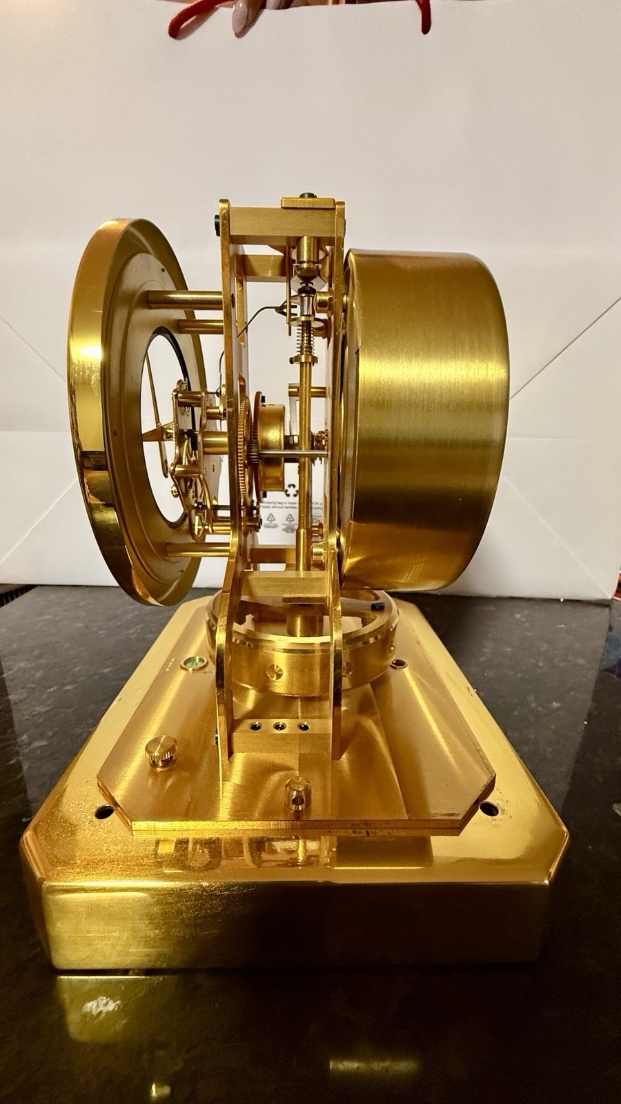 LeCoultre Brass Mechanical Gold Art Deco Square Desk Clock Glass Case