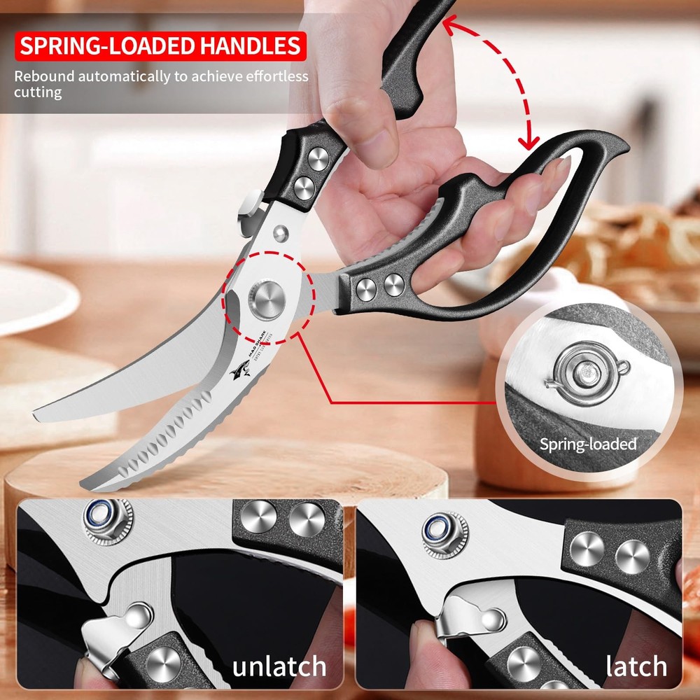 Professional Heavy Duty Poultry Shears - Kitchen Shears for Spatchcocking Chi...