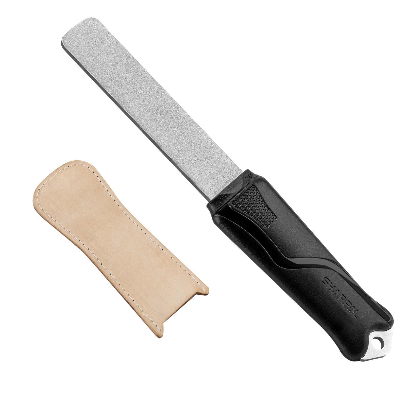 Dual-Grit Diamond Sharpening Stone with Leather Strop, Tool Sharpener for Sharpe