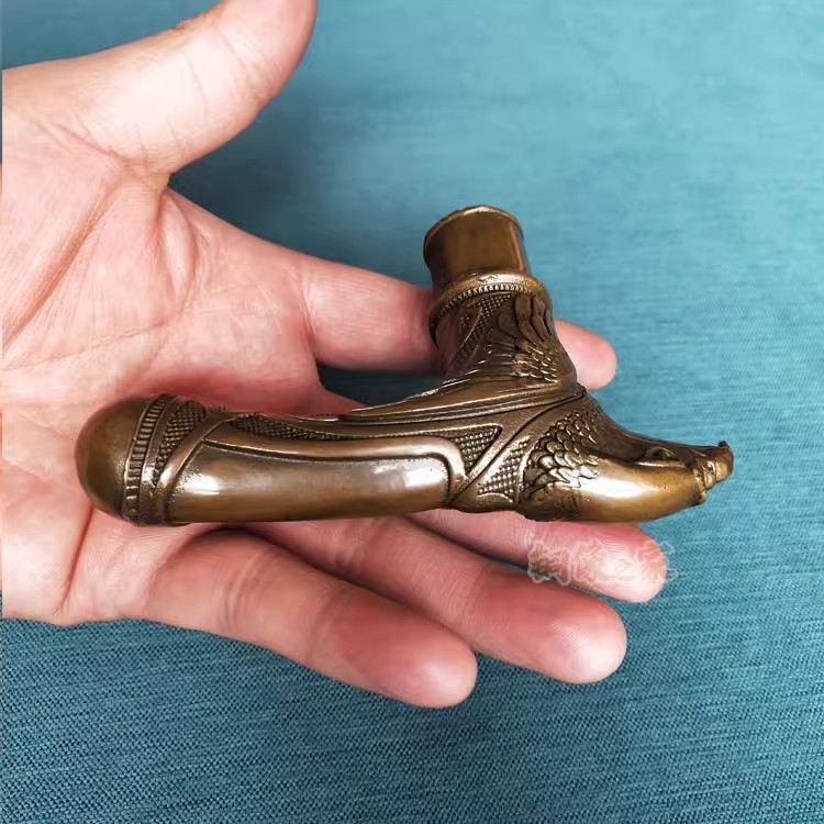 Solid Brass Eagle Head Statue Walking Stick Cane Handle Top Topper Collections