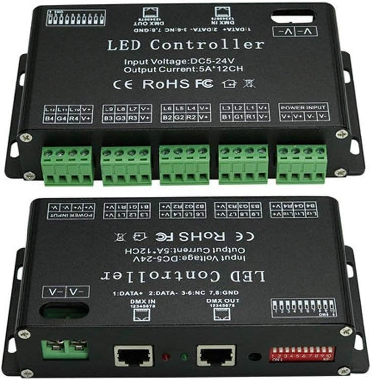 Professional RGB LED Light Controller - 12 Channels DMX512 Decoder Dimmer Driver