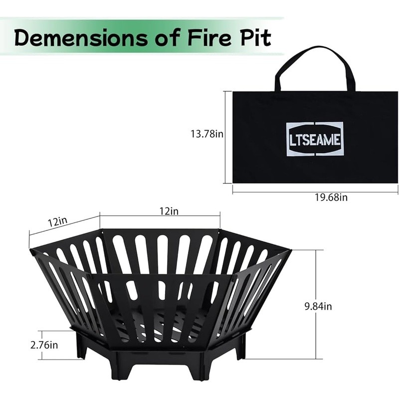 Portable Foldable Fire Pit Outdoor Bonfire Grill High-Temperature Durable Design
