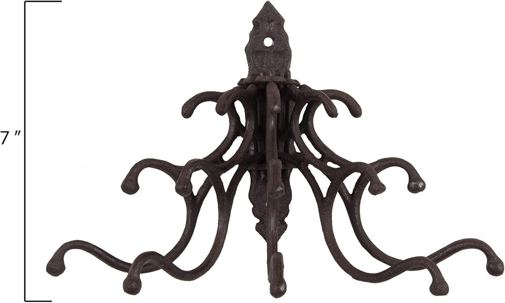 Antique Cast Iron Wall Hooks in Rust Finish