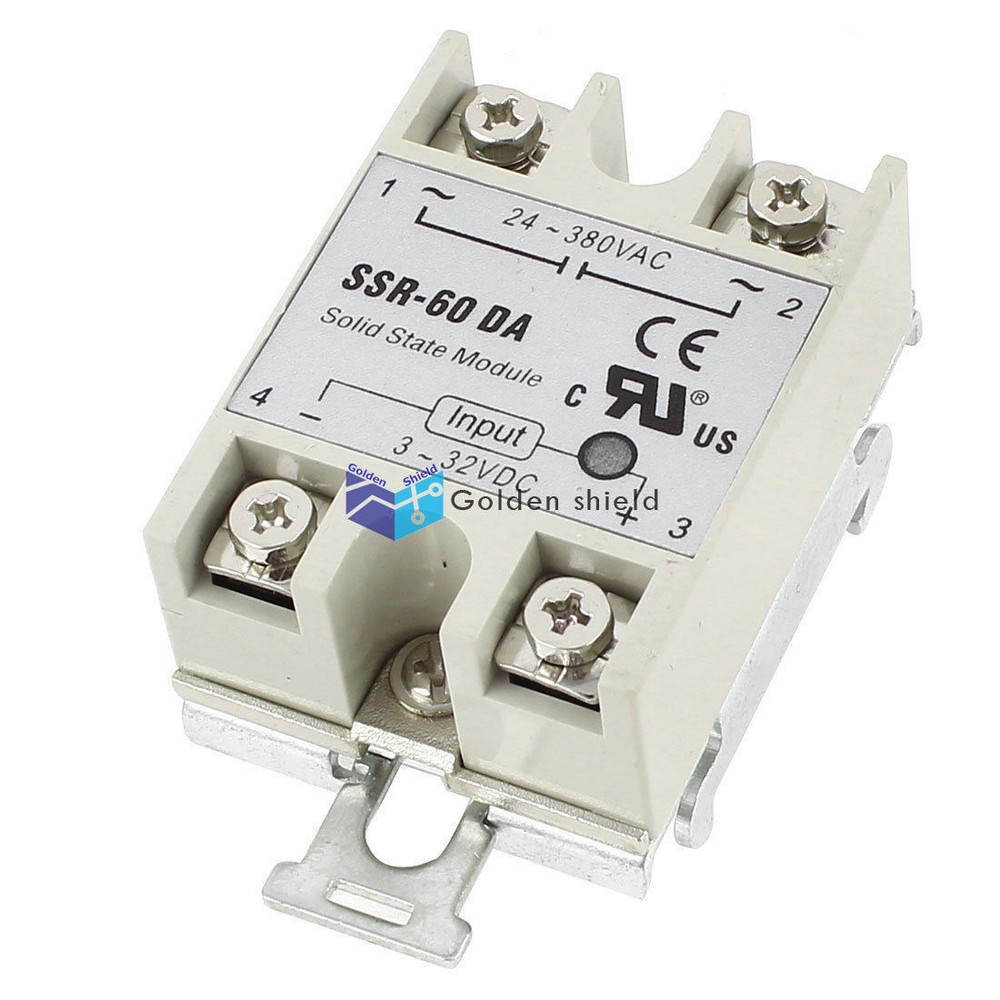SSR-60DA Single Phase Solid State Relay w Bracket Socket DC 3-32V toAC24-380V✦Kd