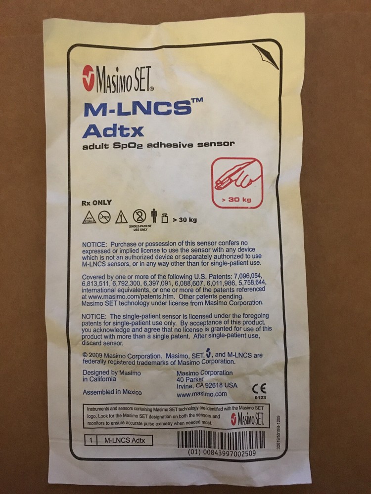 Masimo OEM, M-LNCS Adtx SpO2 adhesive sensor > 30 kg