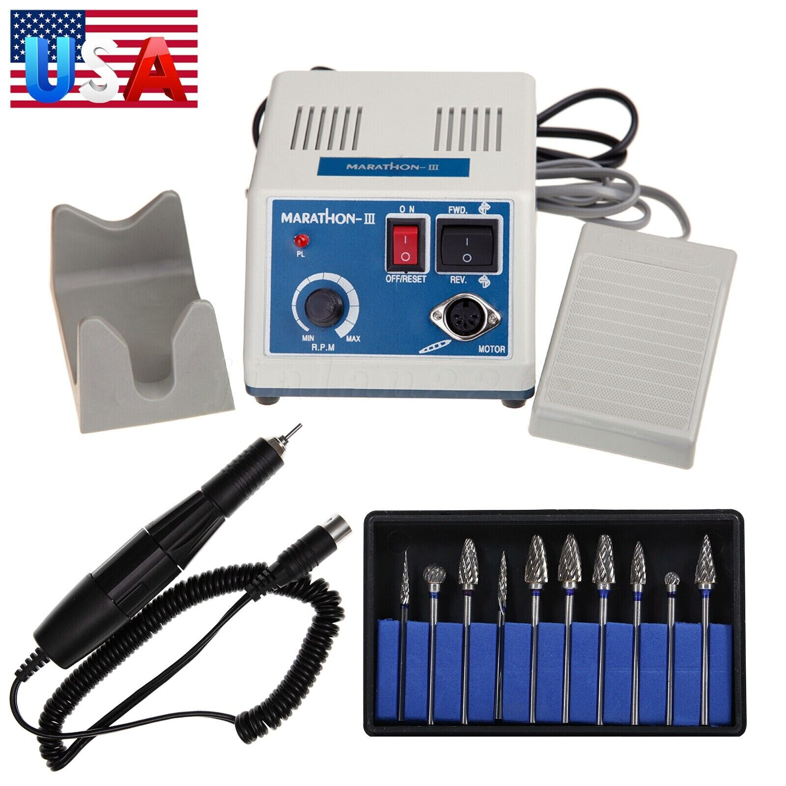 Dental Lab Marathon Micromotor/35K RPM Handpiece Polishing/Burs Drill Kit N3 OEM