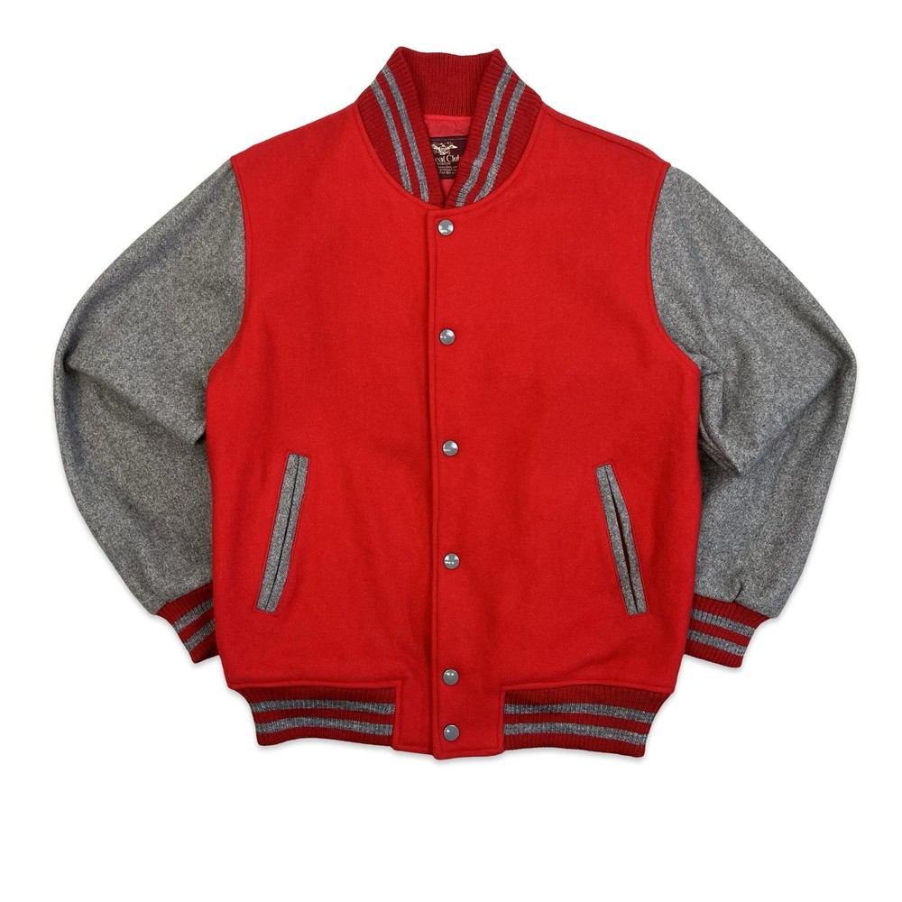 Vintage 80s Red & Grey Wool Varsity Jacket Small