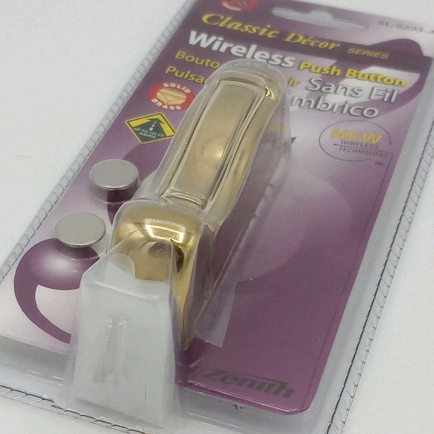 Heath Zenith Solid Brass Push Button Doorbell SL-6293-A New