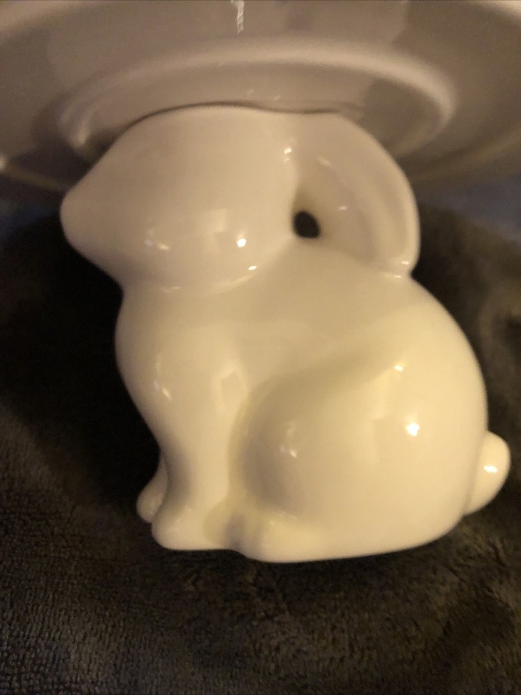 Bullseye Playground Easter Bunny Rabbit Ceramic Cake Stand & Measuring Spoons
