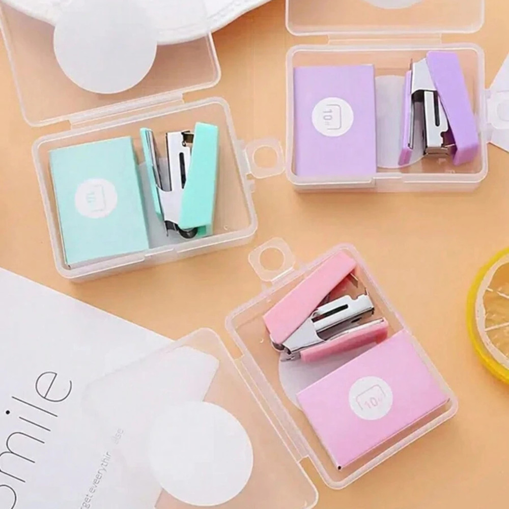 Mini Stapler & Staples Cute Portable Small Office Study Stapler with Box (1 Pc)