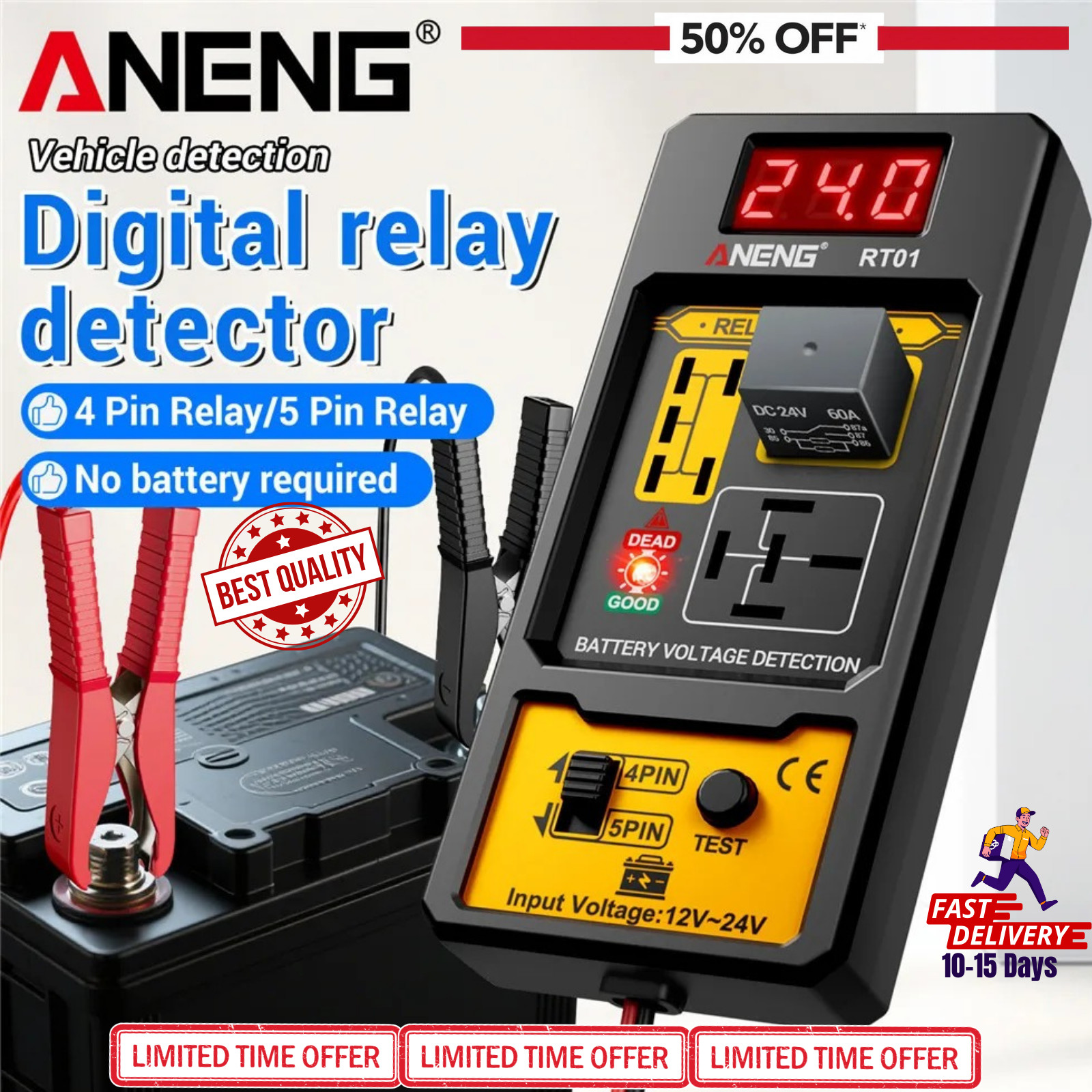 ANENG 12V Car Relay Tester Automotive Diagnostic Tool Electronic Battery Checker