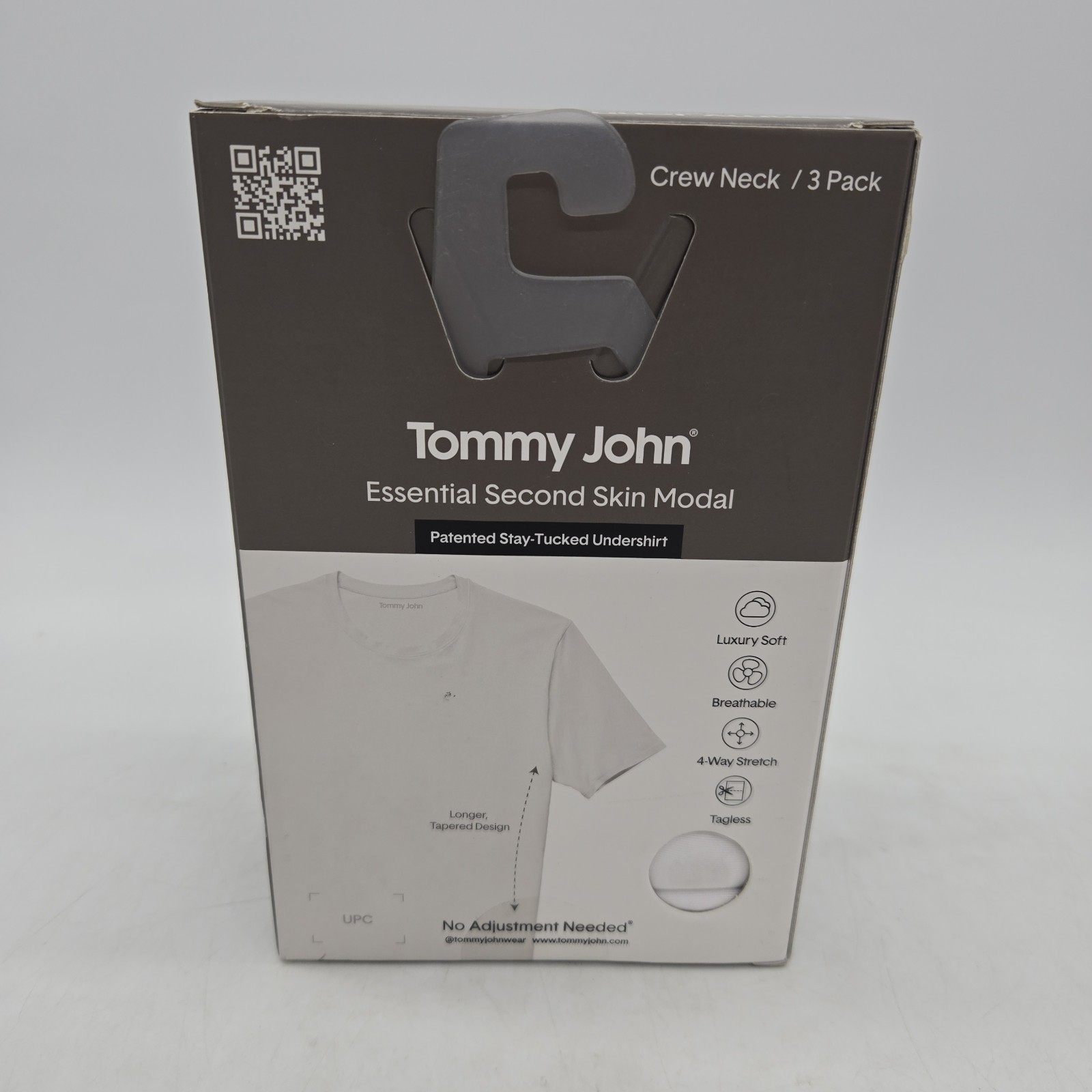 Tommy John Men's White 3 Pack Second Skin Modal Crewneck Undershirt, Large (L)