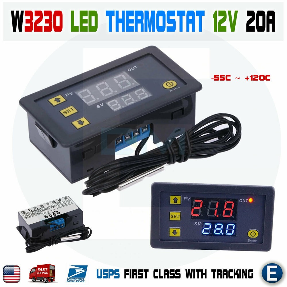 DC 12V 20A LCD Digital Thermostat Temperature Controller Meter Regulator W3230