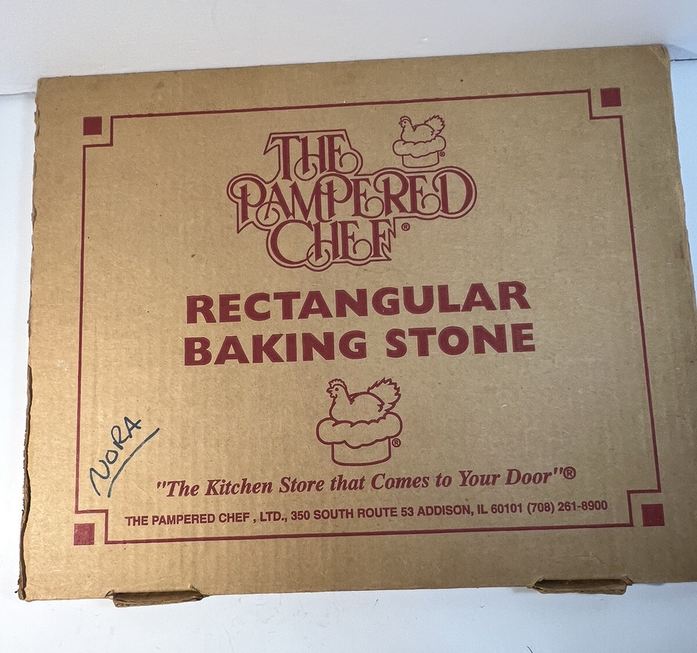 VTG Pampered Chef Rectangular Baking Stone Preowned LTD 15x12 With Original Box