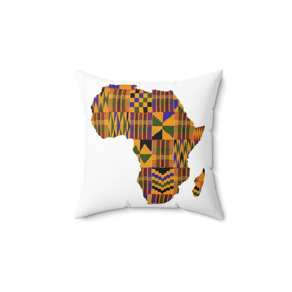African Map Kente Print Spun Polyester Square Pillow
