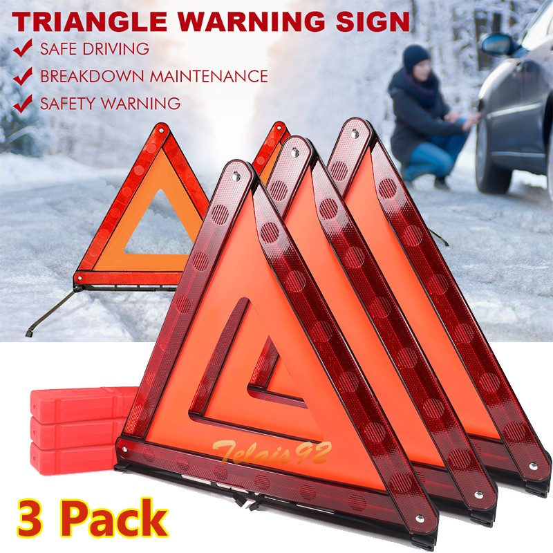 Warning Triangles, Safety Triangles DOT Approved, 3 Pack, Reflective Triangles