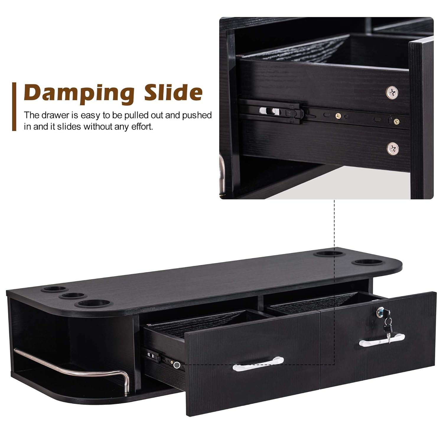 BarberPub Locking Wall Mount Styling Station Barber Salon Floating Equipment5012