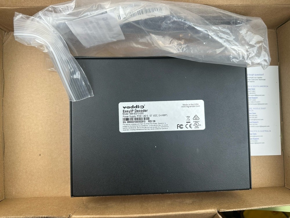 Vaddio EasyIP Decoder | 998-60210-000 | Unused In Box