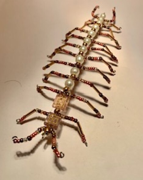 Handmade Pearl Center Beaded Wire CENTIPEDE