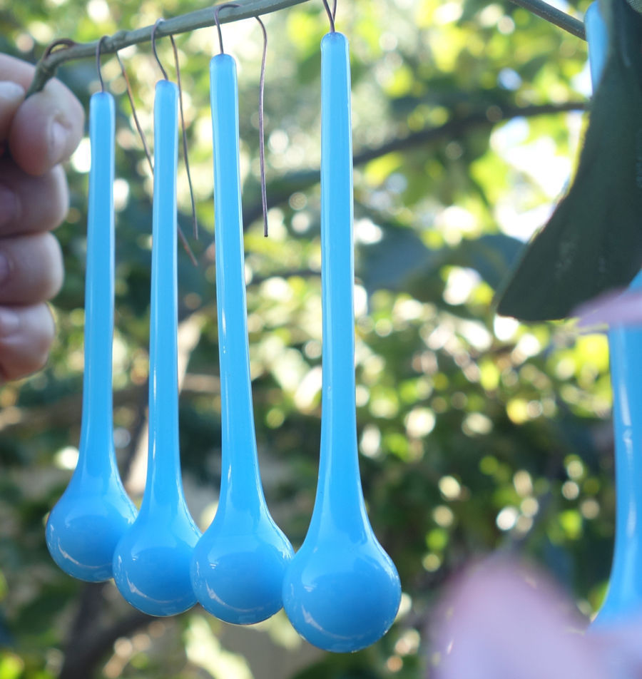 18 "Marble" Opaline Blue art glass lamp chandelier gilt sconce part 3.75" prism