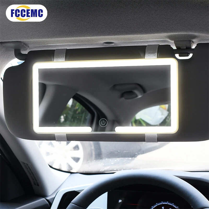 Car LEDMakeup Mirror Adjustment Interior RearMirror Dimmable Touchscreen Auto