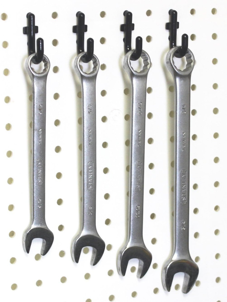 100Pcs Pegboard Accessory Peg Hook Set – Durable, Self-Locking Black 1/4" J-Styl