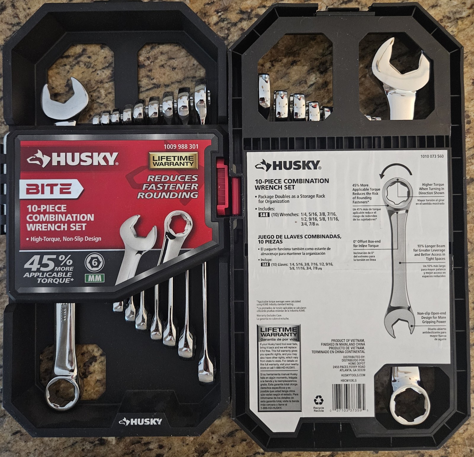 Husky BITE SAE & MM Combo Wrench Sets (2 SETS With 10-Pieces In Each Set, ) NEW