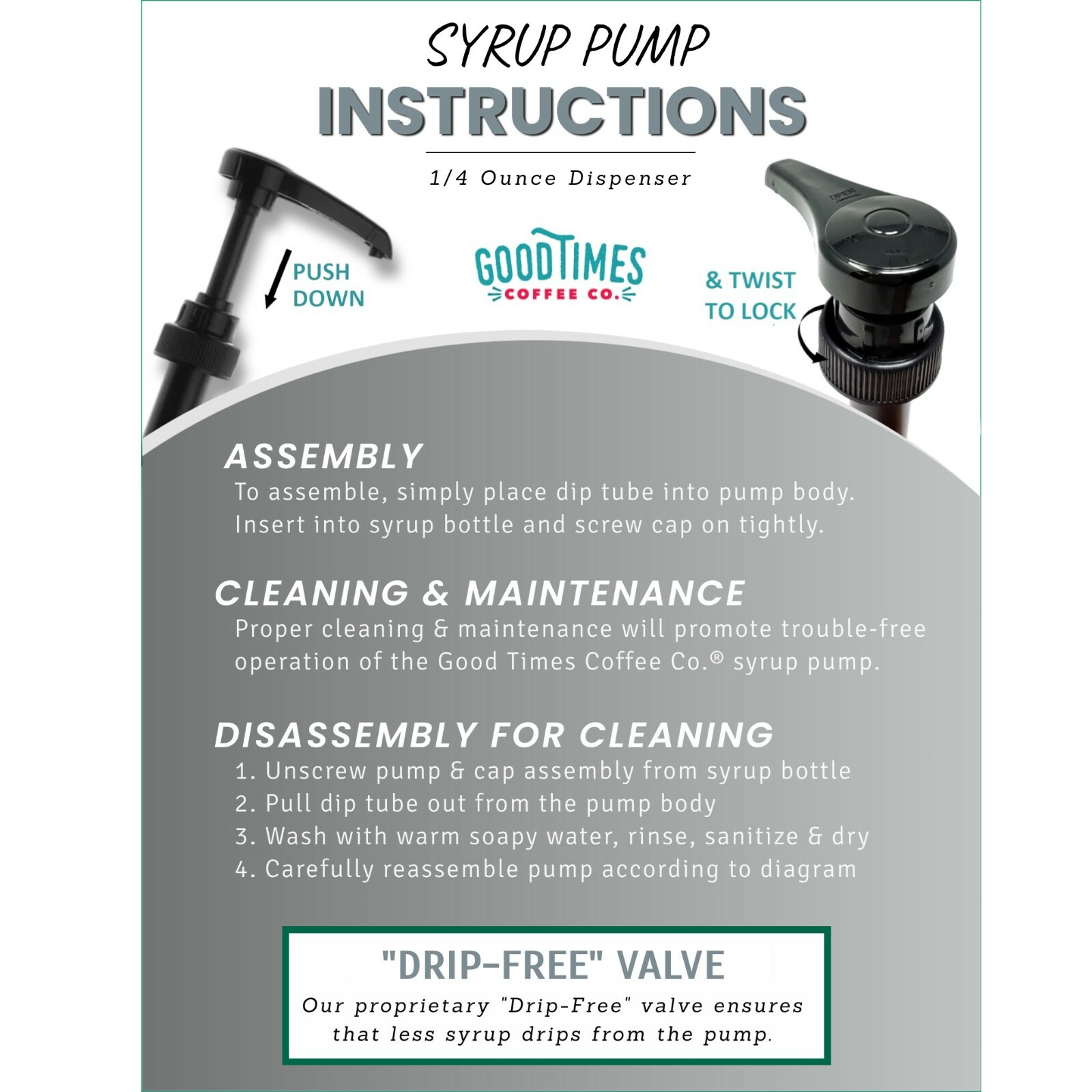 Black Coffee Syrup Pump for 750 ml Bottles (Pack of 6) Fits Torani and more