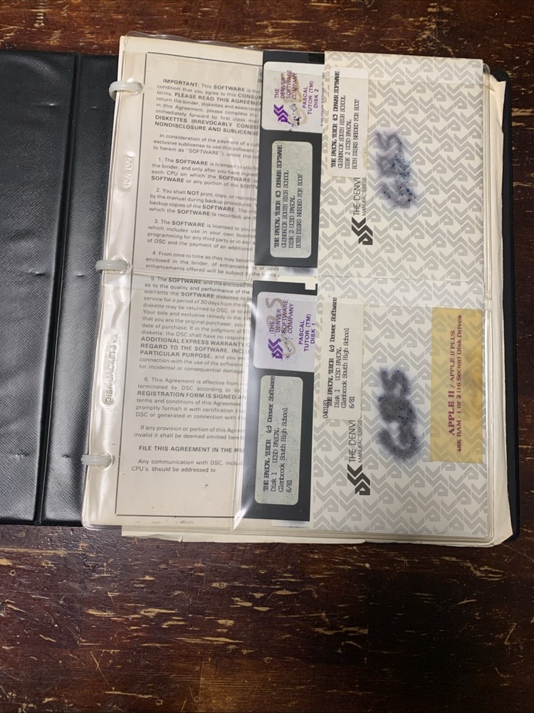 Pascal Tutor Apple II Computer Disks School Kit