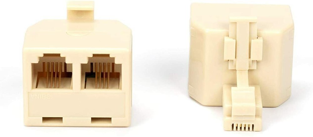 Duplex Modular Phone Wall Jack Adapter (IVORY) RJ11 - Splitter | Three Pack