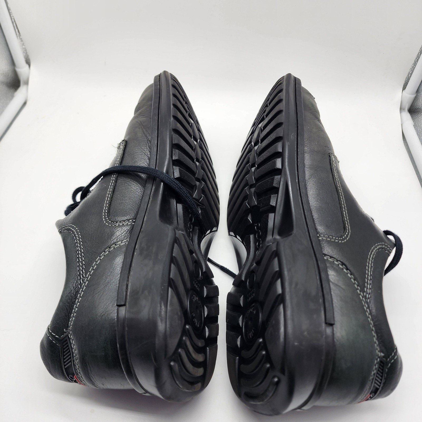 ECCO Fusion Oxfords 45 11-11.5 Regular Bicycle Toe Black Leather Lace Up 50114