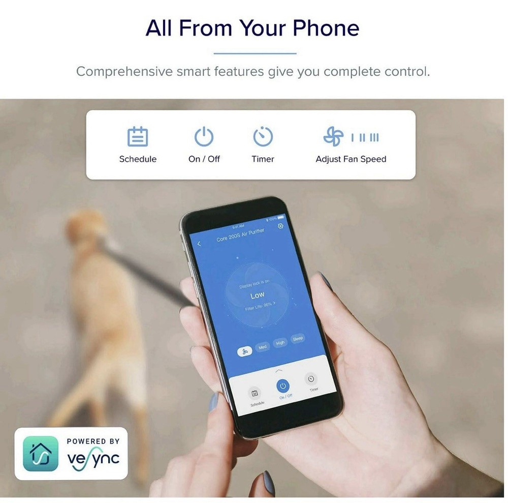 Levoit Core 200S Smart Air Purifier, 2 Levoit Purifier Pet Replacement Filters