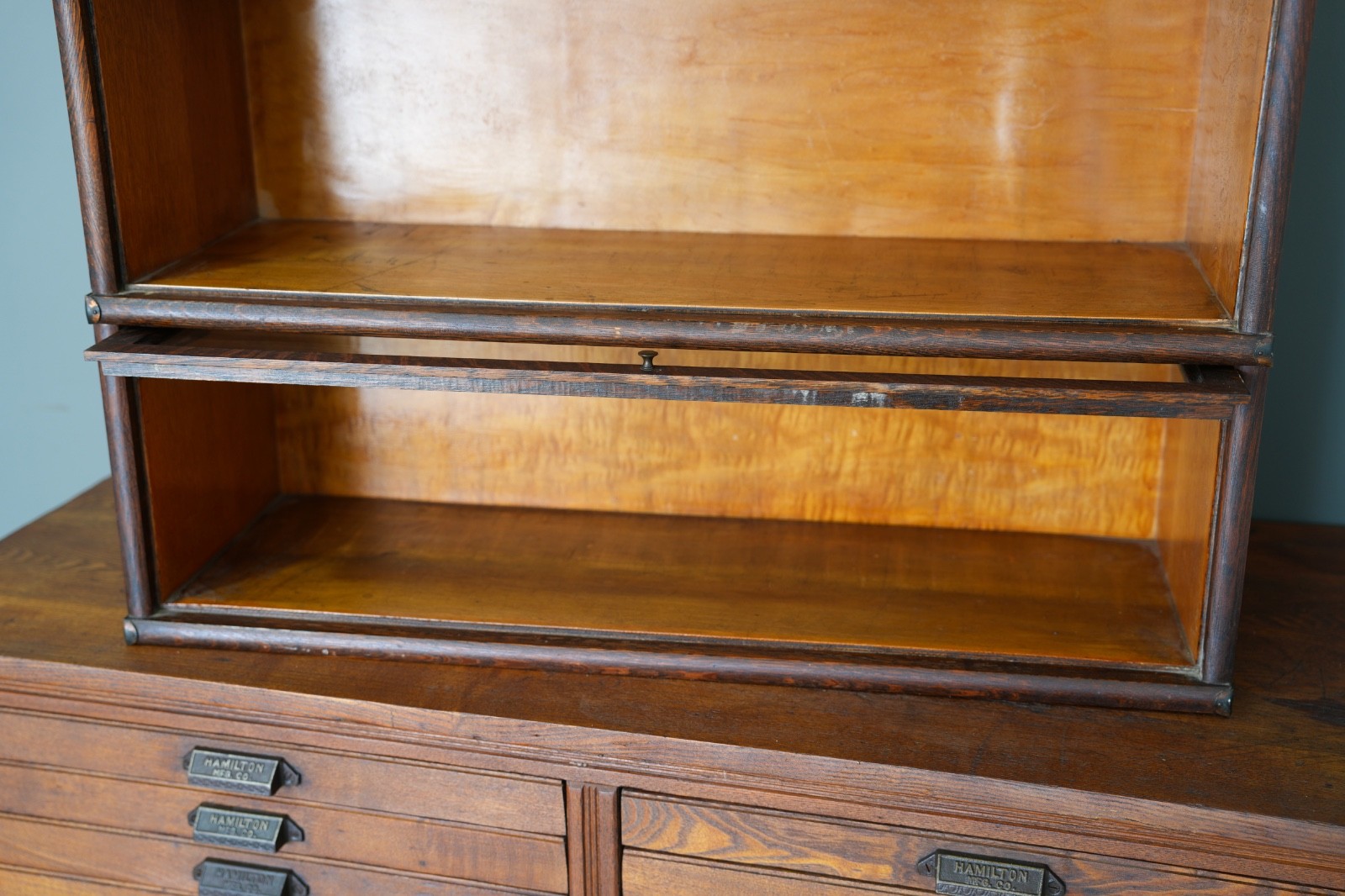 Vintage Macey Lawyer Barrister Bookcase shelf wood Cabinet Glass Doors Antique