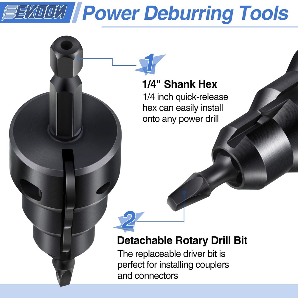 1/2'' 3/4'' Power Conduit Reamer Tools Kit Includes 3 Reamer Replacement Blades