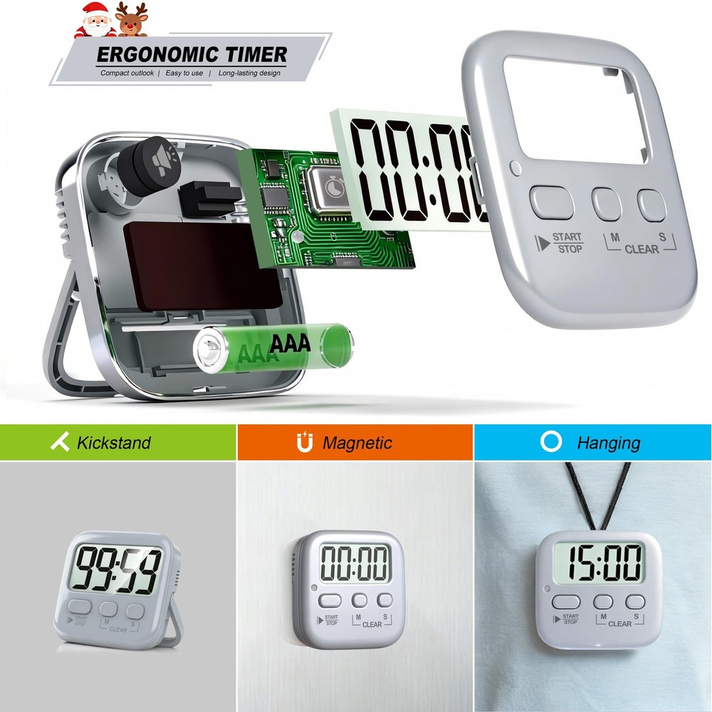 2 Pack Digital Timer for Kids, Magnetic Countdown Kitchen Timers for Cooking,...