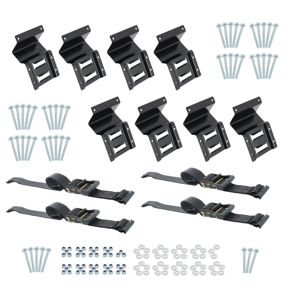 4Pcs E-Track Ratchet Straps with Wheel Chock Kit|2” x10 ft e track Black