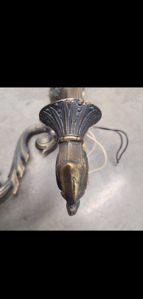 Ornate Antique solid brass double arm wall sconse