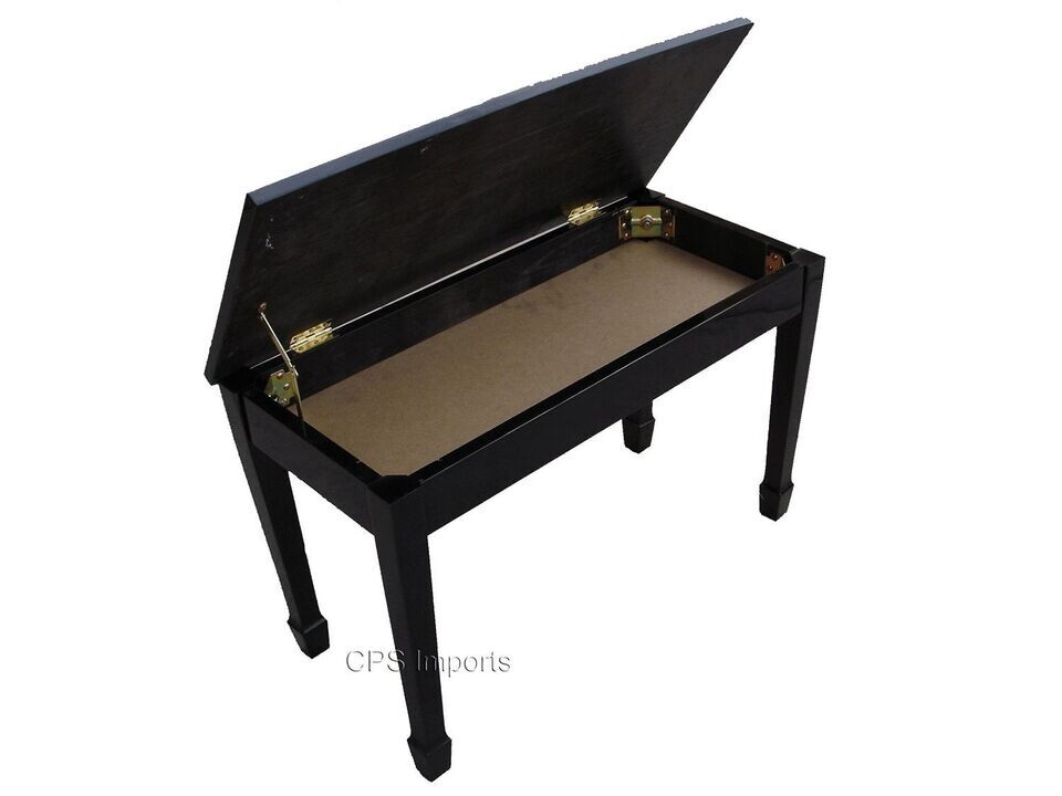 GENUINE LEATHER GRAND PIANO BENCH/STOOL/CHAIR with STORAGE-EBONY OPENED ITEM